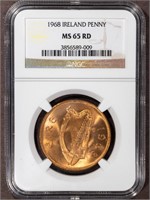 1968 IRELAND PENNY MS65RD NGC