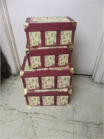 (4) NESTING DECOR BOXES WITH BRASS TRIM