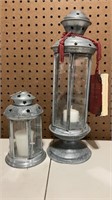 Silver Lanterns with candles and Christmas carol