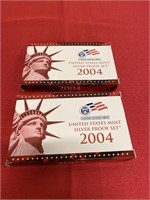 2 2004 United States Mint Silver Proof Sets