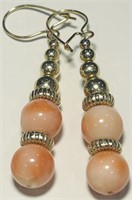 14KT YELLOW GOLD CORAL EARRINGS 4.30 GRS