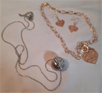 1" Glitter Ball Necklace & Rose Gold Demi Parure