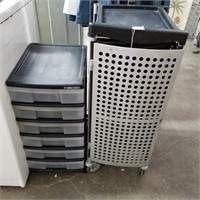 Lot Of 2 Craft And Tool Bins On Wheels