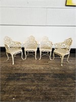 After Robert Wood Cast Aluminum Garden Chairs