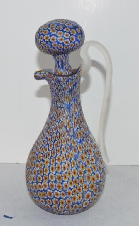 Murano Millefiori cruet, 8 1/2"