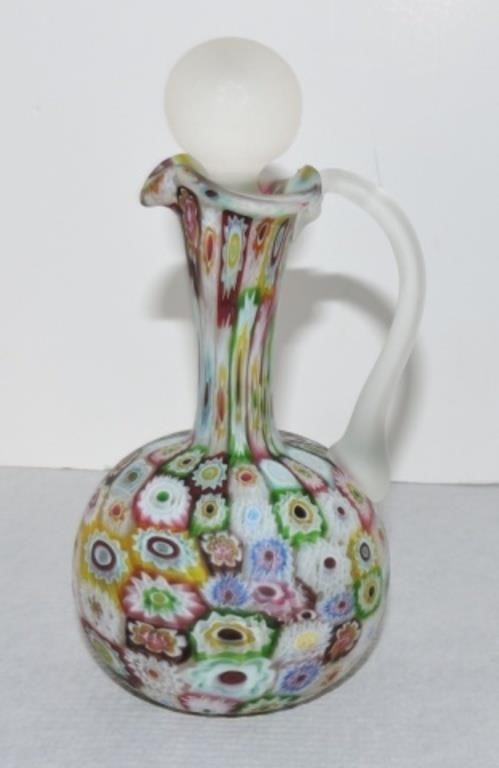 Murano Millefiori cruet, 6 1/2"