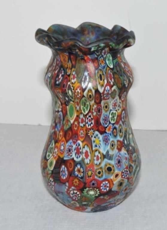 Murano Millefiori vase, 5 1/2"