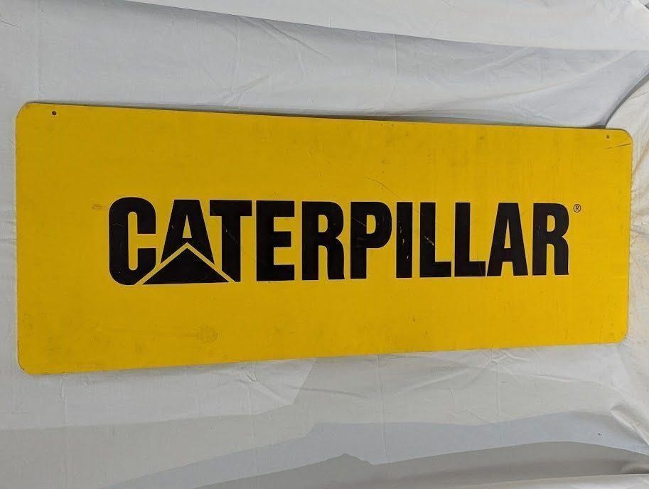 Yellow Caterpillar Metal Sign