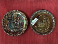 2 Fenton carnival glass plates Christmas 1972