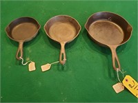 3 - Griswold Mixed Sized Logo N0 3, 4, 6 Skillets