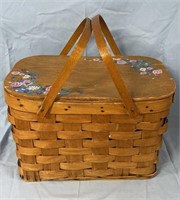 Hand Painted wicker picnic basket