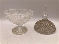 Pressed Glass Compote and Glass Lid