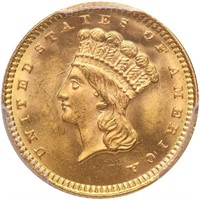 G$1 1873 OPEN 3. PCGS MS65 CAC