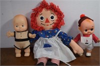 2- Vintage Kewpie Dolls & Raggedy Ann