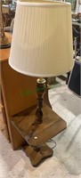 Table lamp - pinewood table with a central lamp
