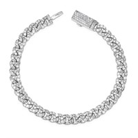 14K WHITE SOLID GOLD 6MM 7INCH 3.25CT DIAMOND CUBA