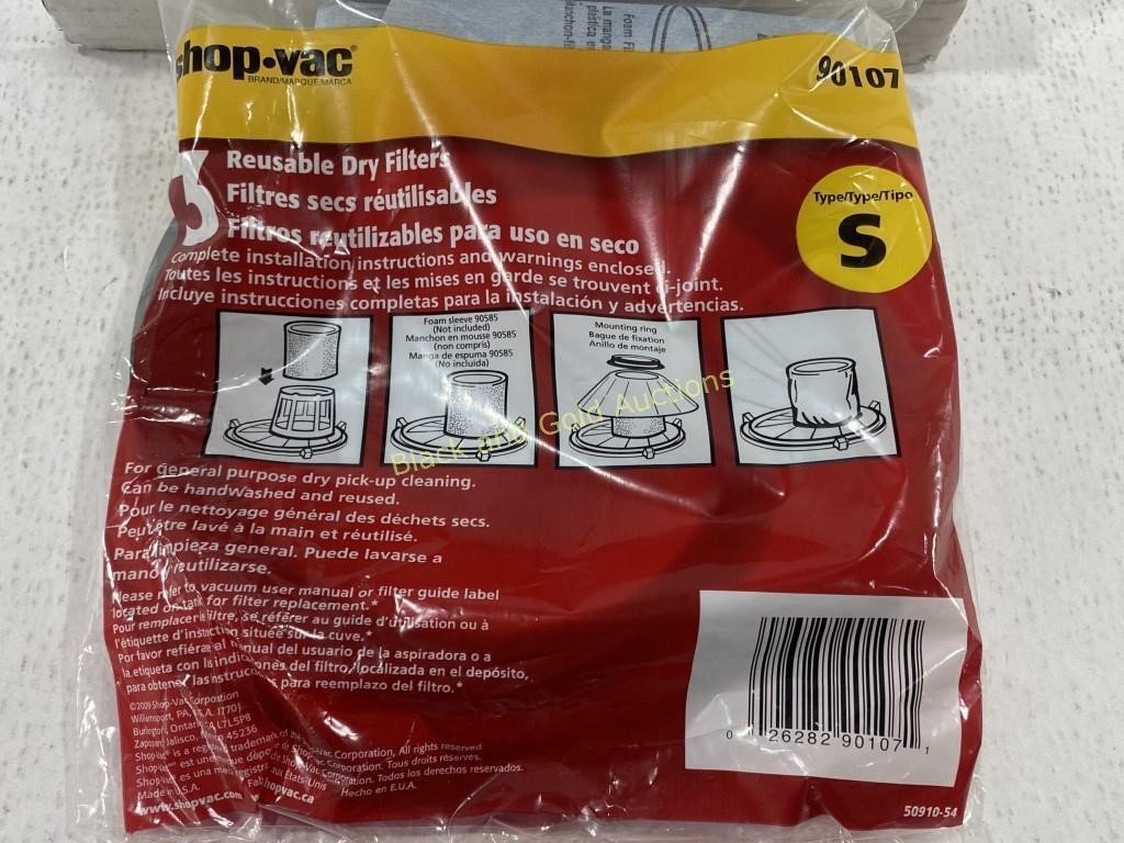 (6) 3 Packs of Shop Vac Reusable Dry Filters