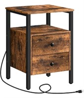 Open Box HOOBRO End Table with Charging Station, 2
