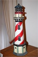 Cast iron red and white stripped lighthouse
