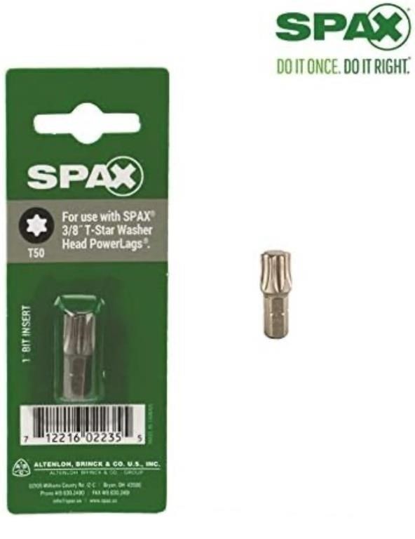 10Pack-SPAX 1in T50 Bit Blister Pack