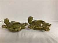 Two Partylite Turtle Candle Holders