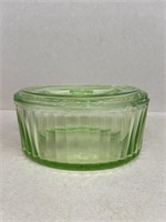 Green glass casserole dish lid does have chip on