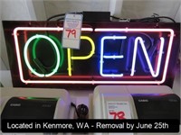 32" MULTI-COLORED NEON "OPEN" SIGN IN FRAME