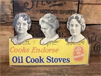 Original Oil Cook Stoves Cardboard Shop Advertisin
