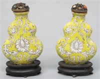 PAIR OF CHINESE INCISED PORCELAIN SNUFF BOTTLES
