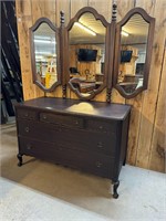 Dresser with Tri-Fold Mirror