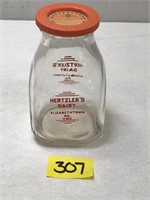 Vintage Hertzler’s Dairy Half Pint Milk Bottle