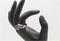 925 STAMPED STERLING SILVER & PINK STONE RING