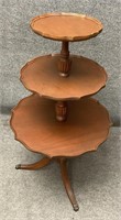 Vintage Three-Tier Piecrust Table