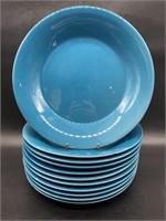 (12) Pier 1 Turquoise Ceramic 11in Dinner Plates