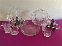 Crystal / Glass Serving Plates, Etched Floral Bowl
