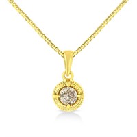 14k Gold-pl .20ct Diamond Milgrain Necklace