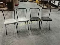 4 Mid-Century Modern Metal & Leather Chairs