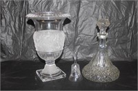 Mix Lot Crystal Vase, Decanter, Crystal Bell