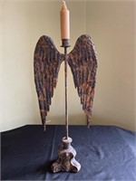 Aged Metal Angel Wing Candle Holder