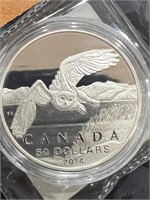 2014 Cdn $50 Snowy Owl Coin .9999 Silver