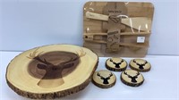 Buck design cake plate, coasters and Bamboo serve