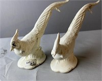 2 Vintage White Ceramic Pheasants