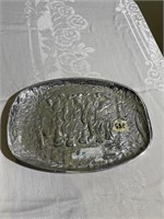 Pewter Serving Tray with Elephants