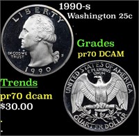 Proof 1990-s Washington Quarter 25c Grades GEM++ P