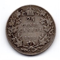 1912 Canada 25 Cent Silver Coin