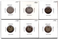 Lot of 6 George V Silver Dimes