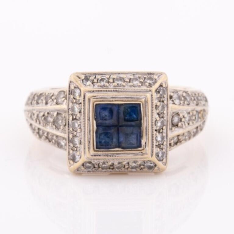 18KT SAPPHIRE AND DIAMOND RING