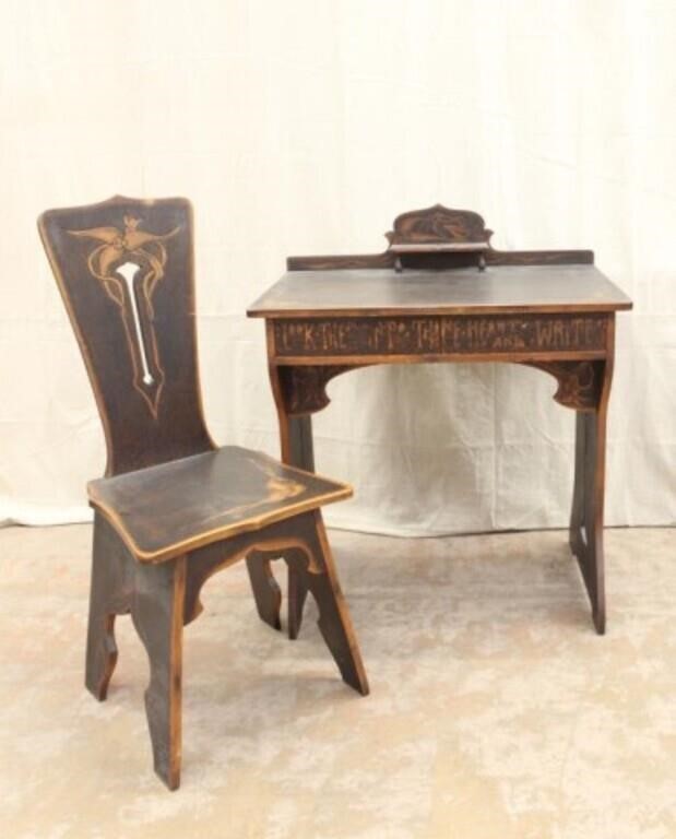 ARTS & CRAFTS WRITING DESK with CHAIR