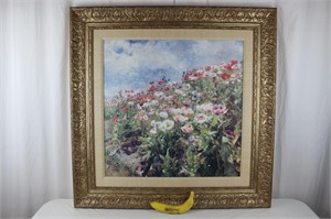 Orig. Signed "Poppy Field" Oil on Canvas Painting