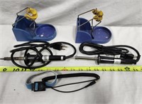 (2) Soldering Stands & Irons. Grounding Strap